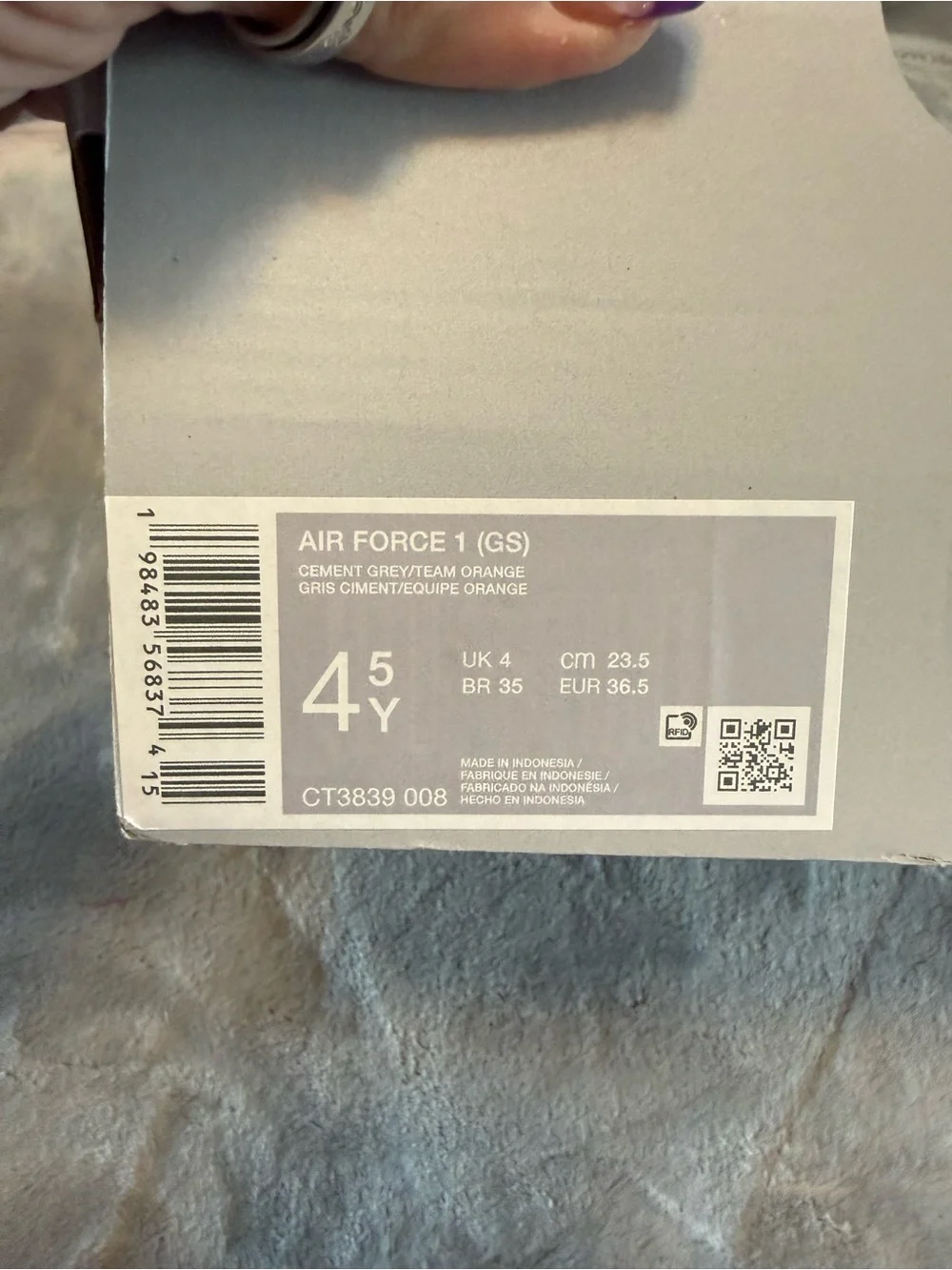 Nike Kids Air Force One Gray Sneakers with Red Swoosh